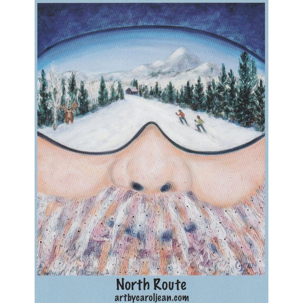 North Route Carol Jean Winter Skiing Art Print 4x5 Card Steamboat Springs Co